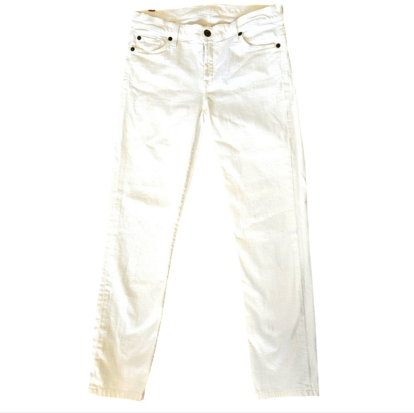 7 for all mankind regular women's stretchy skinny white jeans size 29 #006 - Picture 2 of 9